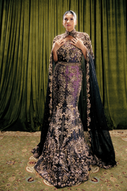 Embellished Mermaid Lehenga With Sheer Cape