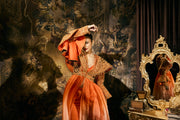 Orange Embellished Jacket With Bustier and Pants