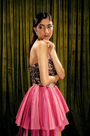 Embellished corset-tulle dress