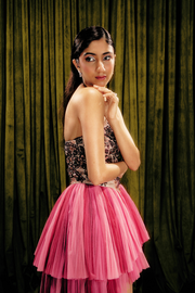 Embellished corset-tulle dress