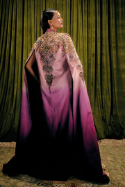 Embellished Long Ombre Cape and Jumpsuit