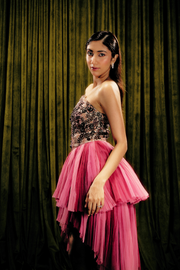 Embellished corset-tulle dress