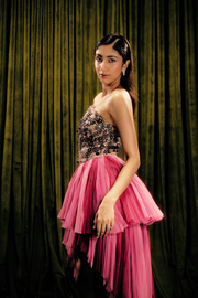 Embellished corset-tulle dress