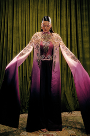 Embellished Long Ombre Cape and Jumpsuit