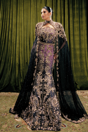 Embellished Mermaid Lehenga With Sheer Cape