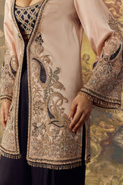 Peach Jacket, Bustier and Farsi Salwar Set