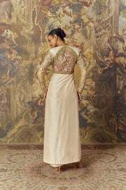 Ivory Long Jacket With Straight Pants