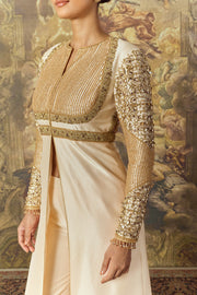 Ivory Long Jacket With Straight Pants