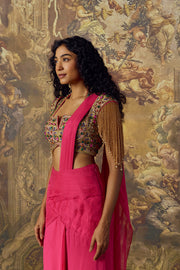 Hot Pink Concept Saree With Blouse