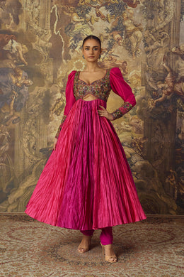 Hot Pink Anarkali With Churidar