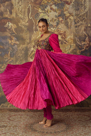 Hot Pink Anarkali With Churidar