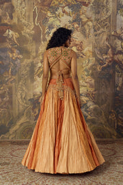 Rust Orange Crushed lehenga set