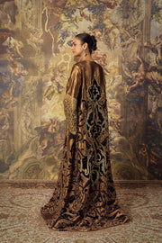 Bronze Long Cape With Bustier and Skirt