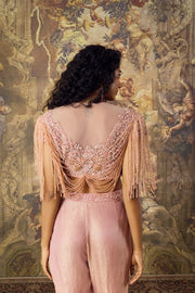 Dusty Pink Tasseled Blouse With Garara