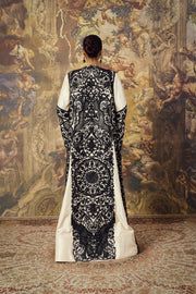 ivory long cape with bustier and skirt