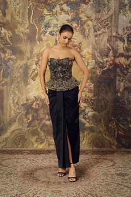 Black Corset With Draped Skirt