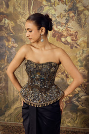 Black Corset With Draped Skirt