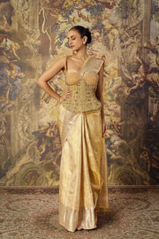 Gold Zardozi Corset With Kanjivaram Saree