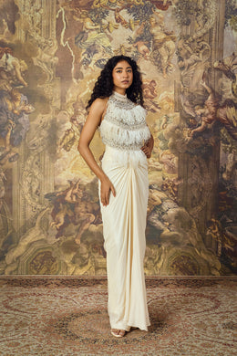 Ivory Stone-Work Gown